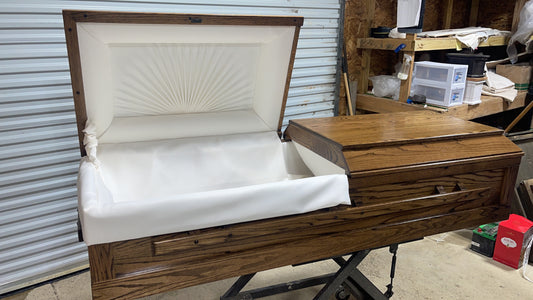 Solid Oak Hand Built Amish Casket