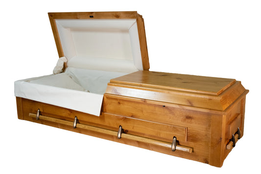Hand Built Knotty Solid Alder Wood Casket